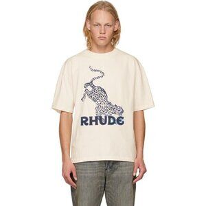 Rhude Leopard T-Shirt XS Mens Vintage White Cotton Tee NWT